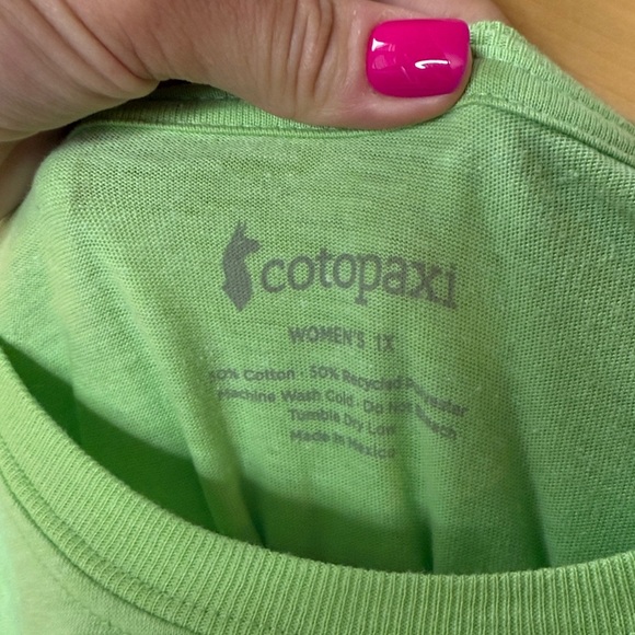 Cotopaxi Organic T Shirt Do Good Sunrise Lime Green Plus Size 1x - Picture 5 of 8